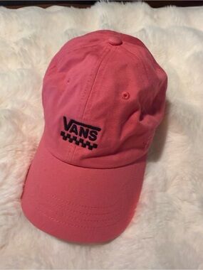 Vans Coral Pink Cap with Black Checker Logo